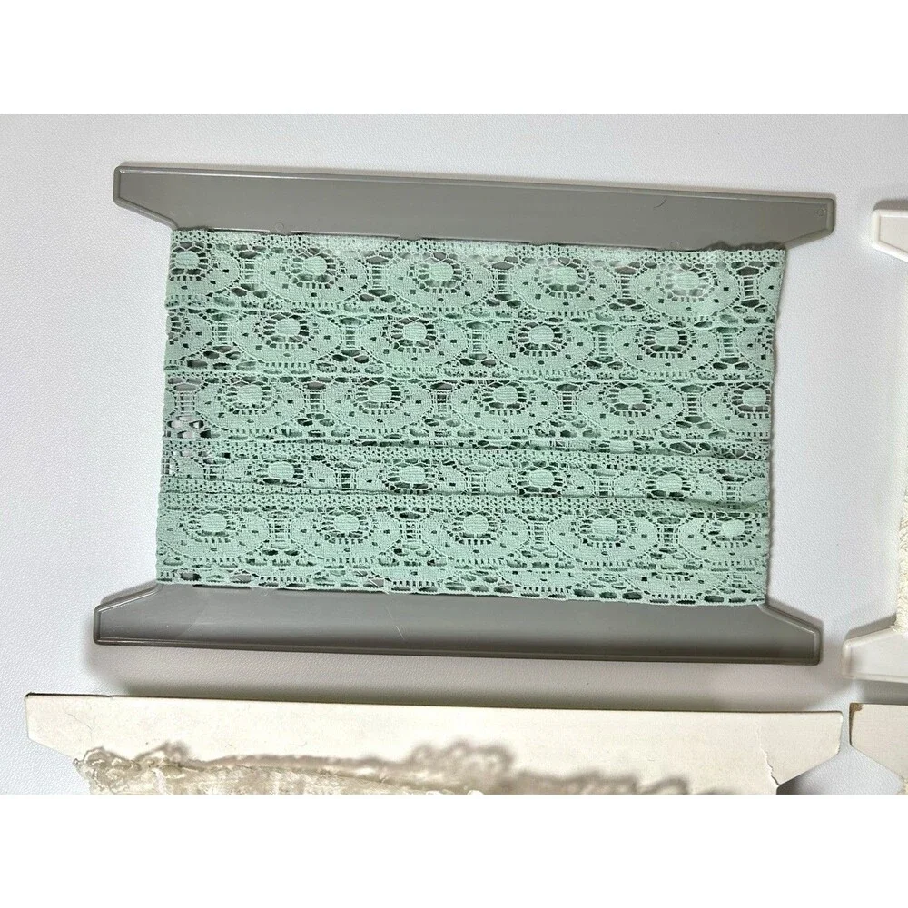 Vintage Ruffled Lace Trim Lot Stretch Craft Fabric Unknown Measurements